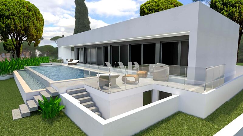 Moradia em construção V3+1 Vilamoura Quarteira Loulé - garagem, piscina, cozinha equipada, jardim