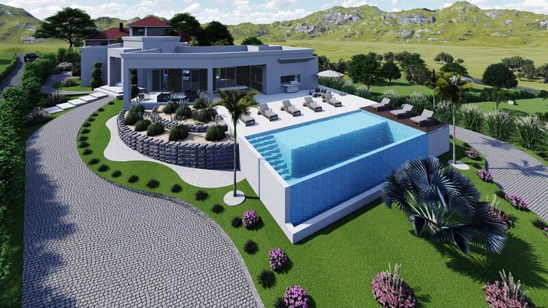 Quintinha à venda Boliqueime Loulé - vista mar, garagem, furo, terraços, água da rede, oliveiras, piscina, electricidade