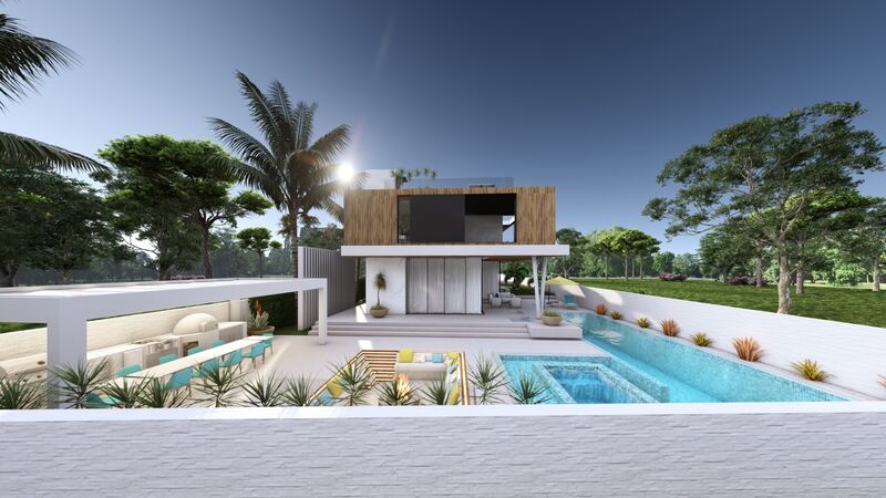 Moradia de luxo em construção V4 Vale Rabelho Guia Albufeira - painéis solares, terraços, garagem, ar condicionado, piscina, vidros duplos