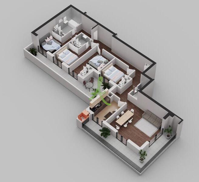 Apartment Modern under construction 4 bedrooms Fojo Portimão - boiler, balconies, 1st floor, balcony, kitchen, floating floor, equipped, radiant floor, ground-floor, solar panel