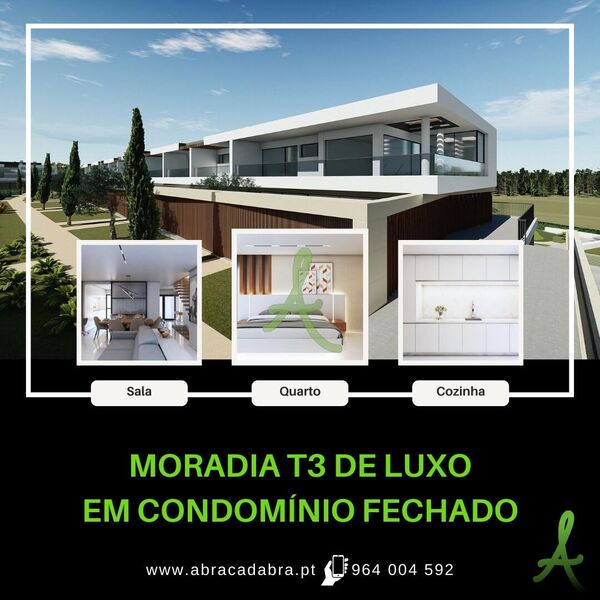 Moradia de luxo em construção V3 Mexilhoeira Grande Portimão - varanda, terraço, jardim, piscina, parque infantil, garagem, banho turco