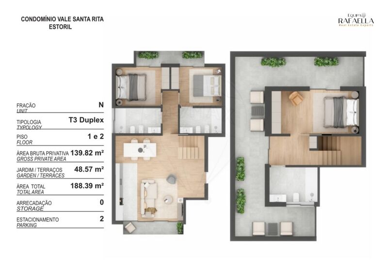 Apartment Modern T3 Cascais - balcony, tennis court, condominium, balconies, air conditioning